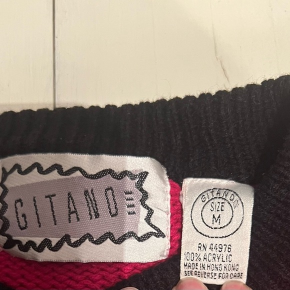 Vintage‎ Gitano Womens Medium Pink Geometric Cardigan - Picture 3 of 3